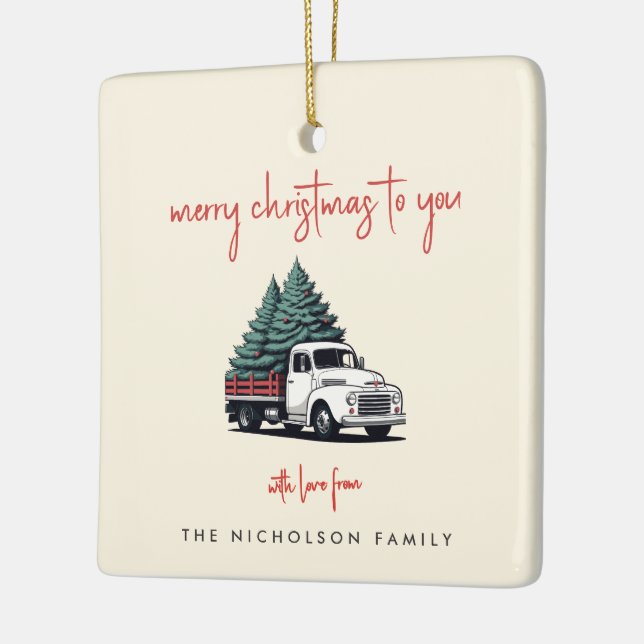 Ceramic Ornament | Christmas Tree Delivery Truck (Links)
