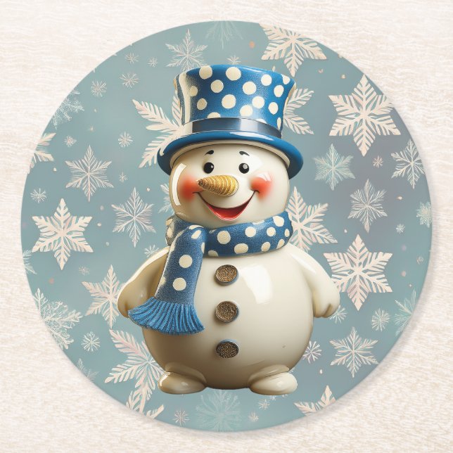 Ceramic Snowman Coaster Runder Pappuntersetzer (Vorderseite)
