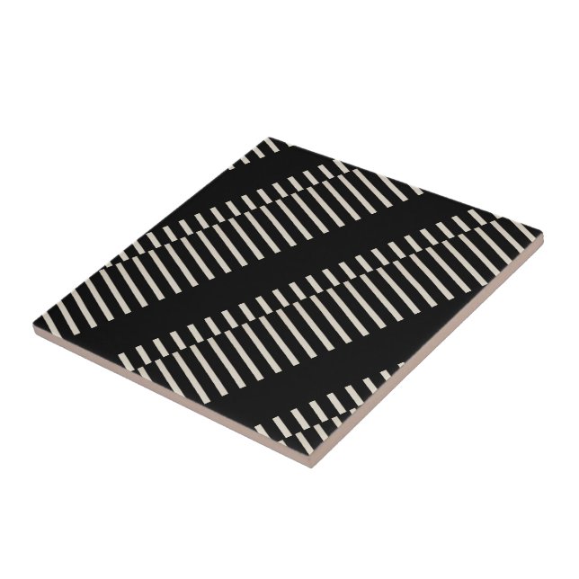 Ceramic Tile Black and Beige Stripe Fliese (Seite)