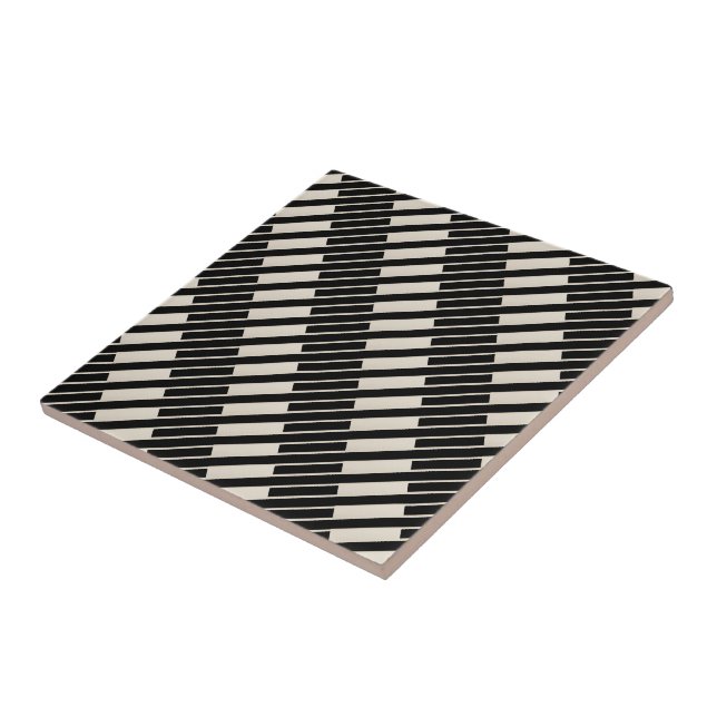 Ceramic Tile Black and Beige Stripe Fliese (Seite)