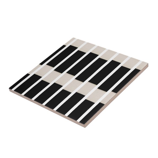 Ceramic Tile Black and Beige Stripe Fliese (Seite)