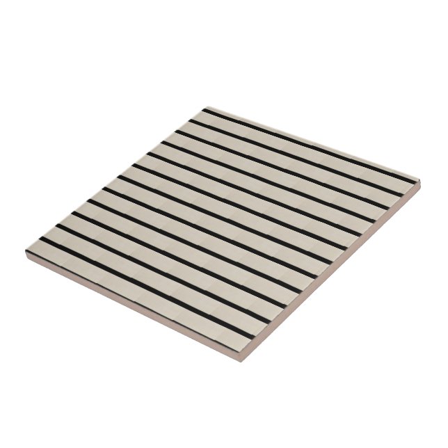 Ceramic Tile Black and Beige Stripe Fliese (Seite)