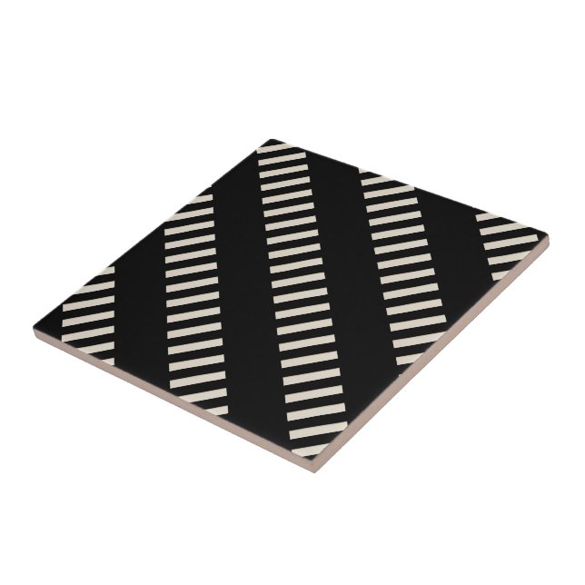 Ceramic Tile Black and Beige Stripe Fliese (Seite)