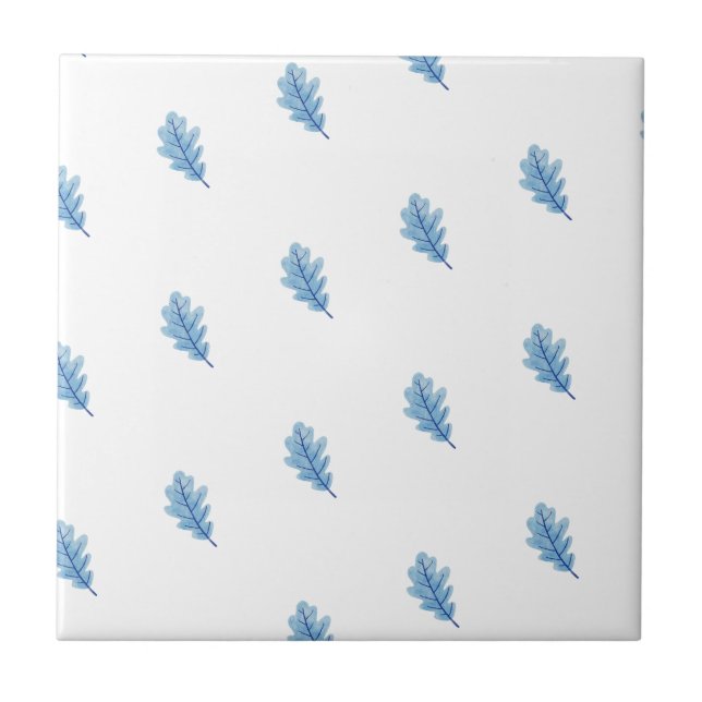 Ceramic Tile Blue Leaves  Fliese (Vorderseite)
