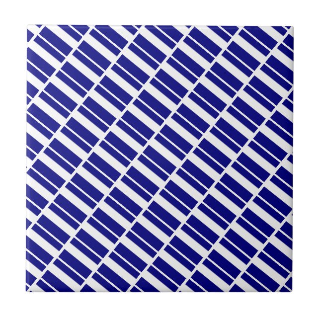 Ceramic Tile Blue & White Stripe Fliese (Vorderseite)
