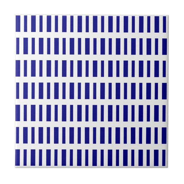 Ceramic Tile Blue & White Stripe Fliese (Vorderseite)