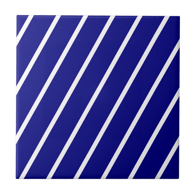 Ceramic Tile Blue & White Stripe Fliese (Vorderseite)