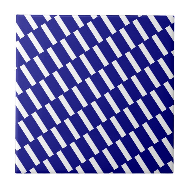 Ceramic Tile Blue & White Stripe Fliese (Vorderseite)