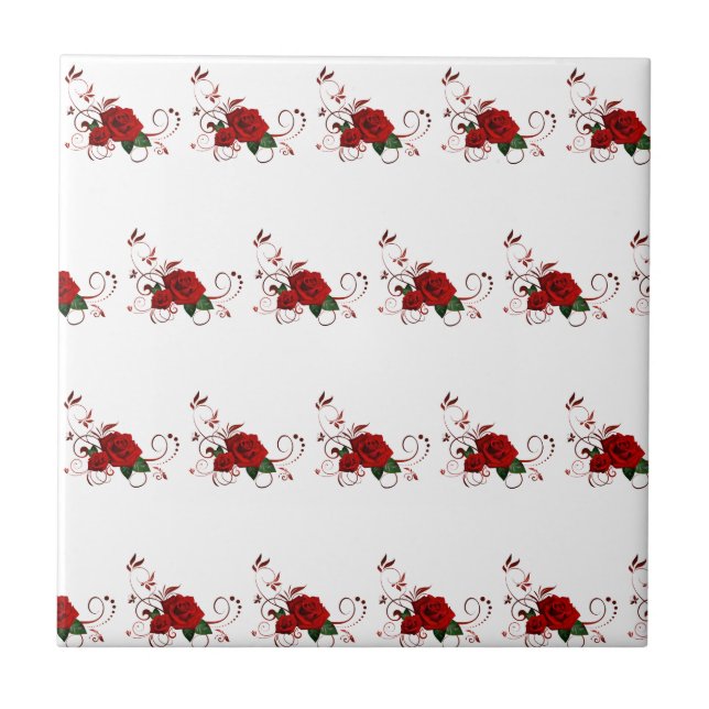 Ceramic Tile Floral Red Rose Fliese (Vorderseite)