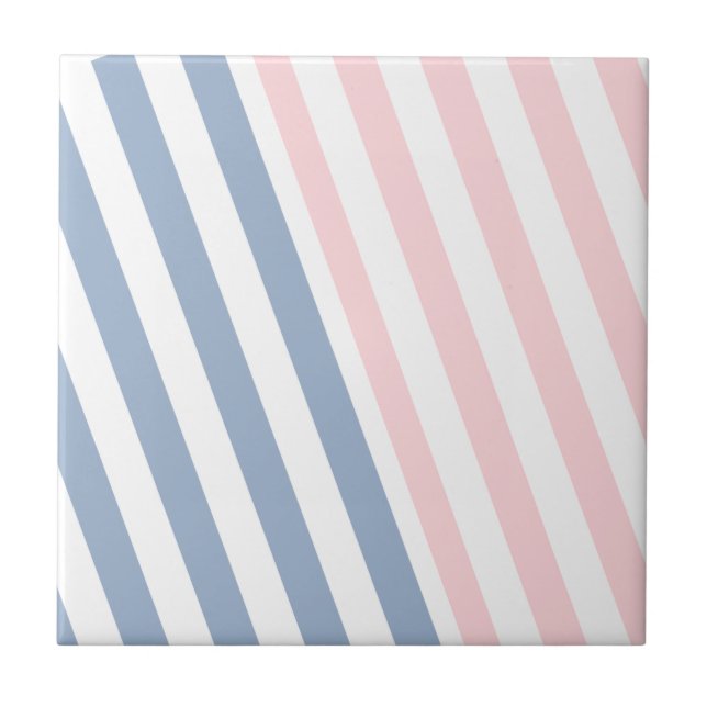 Ceramic Tile Pink & Blue Stripe  Fliese (Vorderseite)