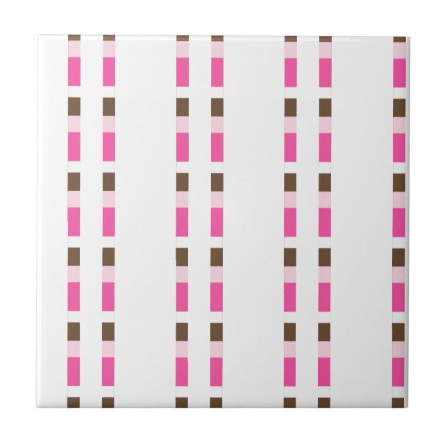 Ceramic Tile Pink Brown White Stripe Fliese (Vorderseite)