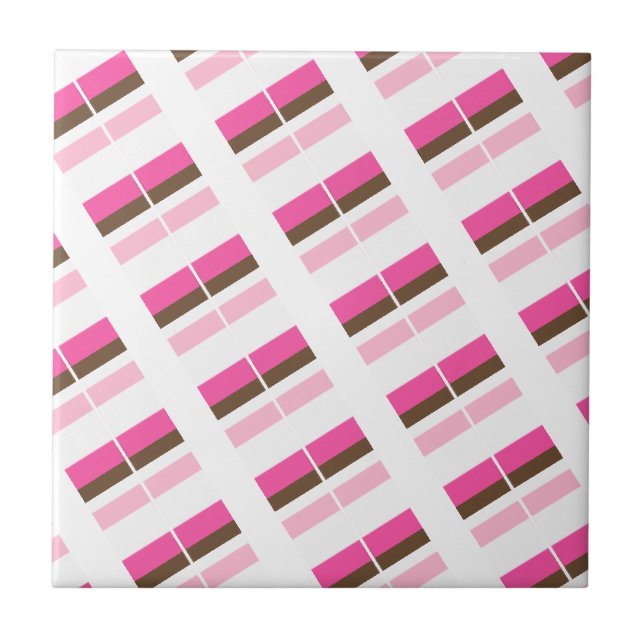 Ceramic Tile Pink Brown White Stripe Fliese (Vorderseite)