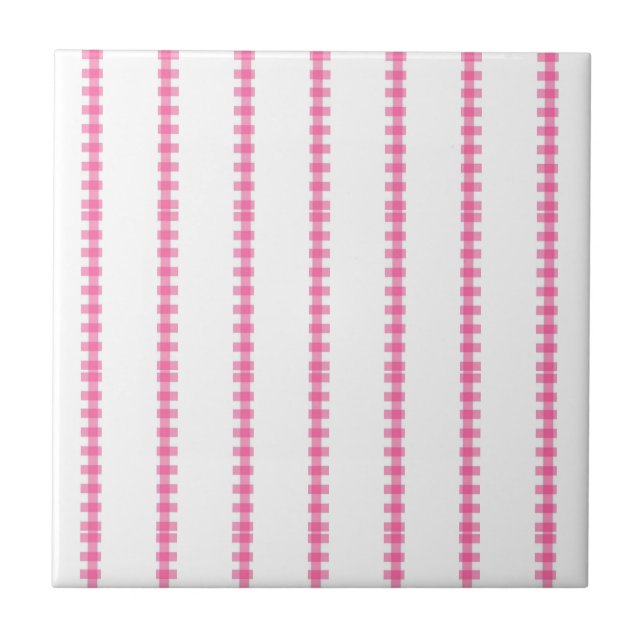 Ceramic Tile Pink & White Stripe Square Fliese (Vorderseite)