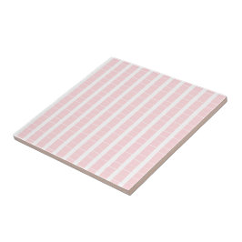 Ceramic Tile Pink & White Stripe Square Fliese