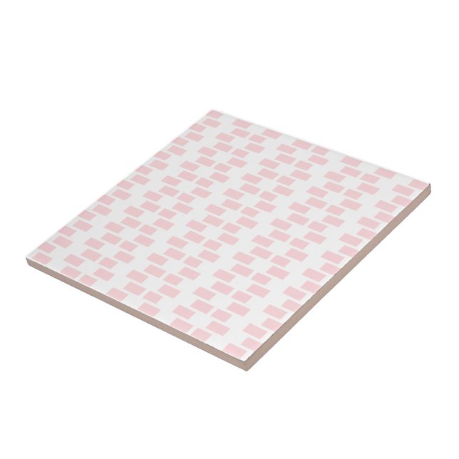 Ceramic Tile Pink & White Stripe Square Fliese (Seite)