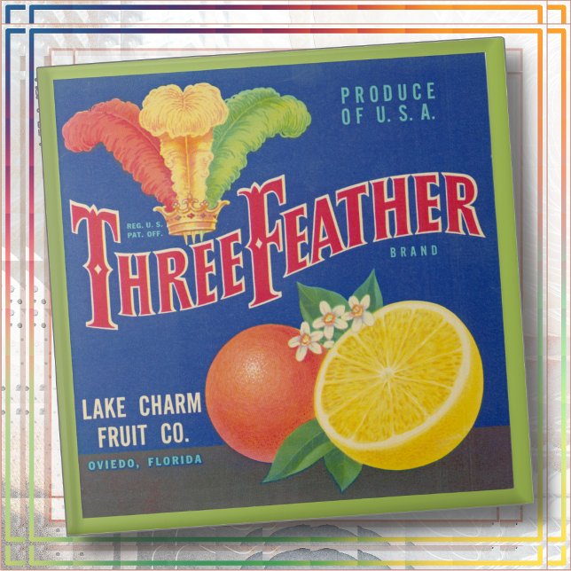 CERAMIC TILE - "Three Feather" - Crate label Fliese (Von Creator hochgeladen)