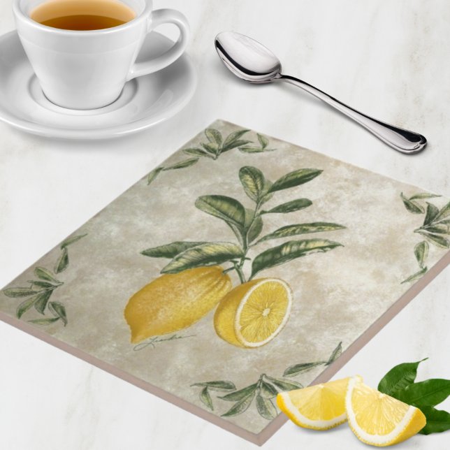 Ceramic Tile with Vintage Lemons Fliese (Von Creator hochgeladen)