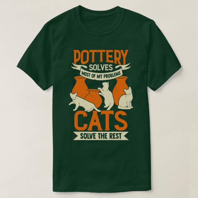 Ceramicist Potterie Maker Cat Lover Geschenk T-Shirt (Design vorne)
