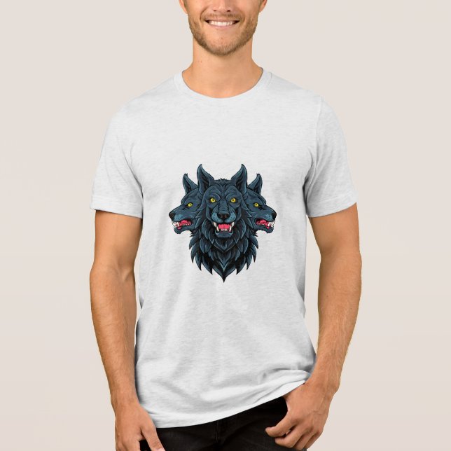 Cerberus dreiköpfiger Hund Tri-Blend Shirt (Vorderseite)