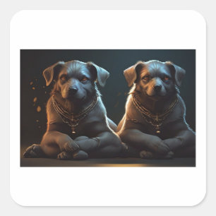 Cerberus in der Yoga-Pose Quadratischer Aufkleber