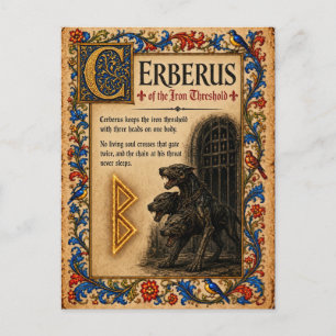 Cerberus, mittelalterliche Bestiarien-Kunst Postkarte