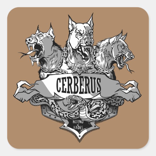 Cerberus und Snake Quadratischer Aufkleber (Vorderseite)