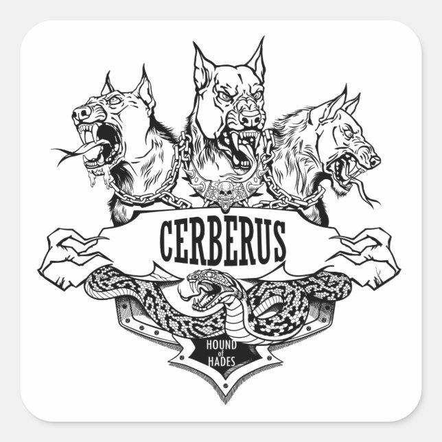 Cerberus und Snake Quadratischer Aufkleber (Vorderseite)