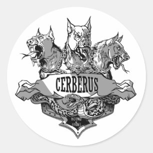 Cerberus und Snake Runder Aufkleber