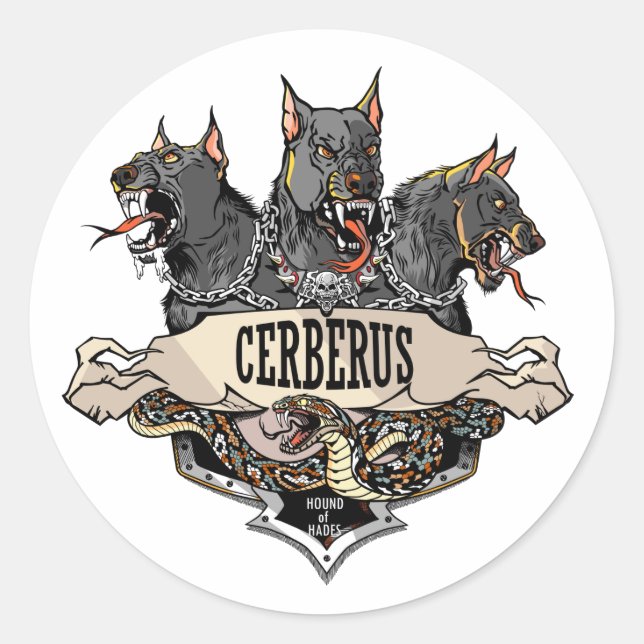 Cerberus und Snake Runder Aufkleber (Vorderseite)