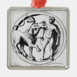 Cerberus zähmte durch Herkules Silbernes Ornament