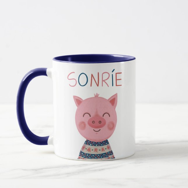 Cerdito feliz sonríe tasse (Links)