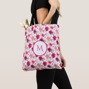 Cerea Pink Aquarell Mit Monogramm Totbeutel