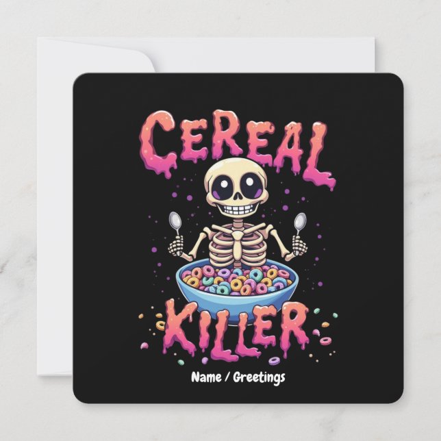 Cereal Killer Frühstück Funny Cereal Bowl Skelett Einladung (Vorderseite)