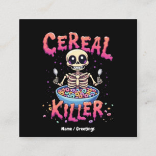 Cereal Killer Frühstück Funny Cereal Bowl Skelett Quadratische Visitenkarte