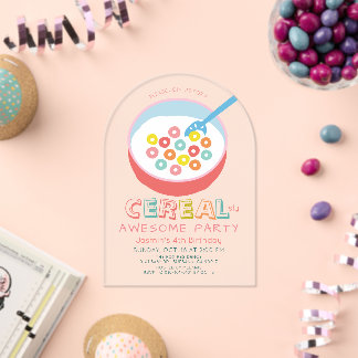 Cereal-sly Awesome Pink Cereal Mädchen Geburtstag Acryleinladungen