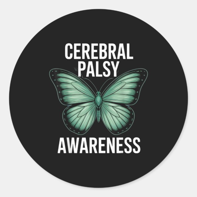 Cerebral Palsy Awareness Butterfly Suprters And Ad Runder Aufkleber (Vorderseite)