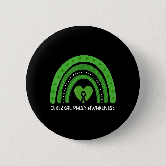 Cerebral Palsy Awareness Month Retro Rainbow Brain Button (Vorderseite)