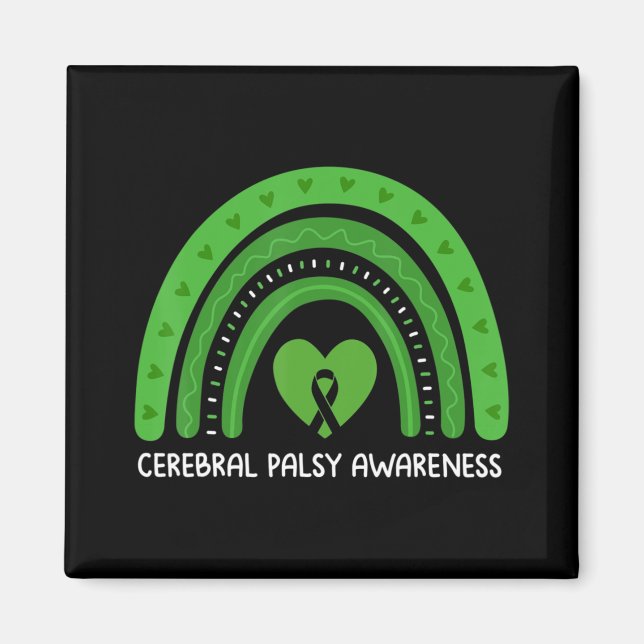 Cerebral Palsy Awareness Month Retro Rainbow Brain Magnet (Vorne)
