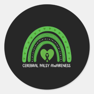 Cerebral Palsy Awareness Month Retro Rainbow Brain Runder Aufkleber