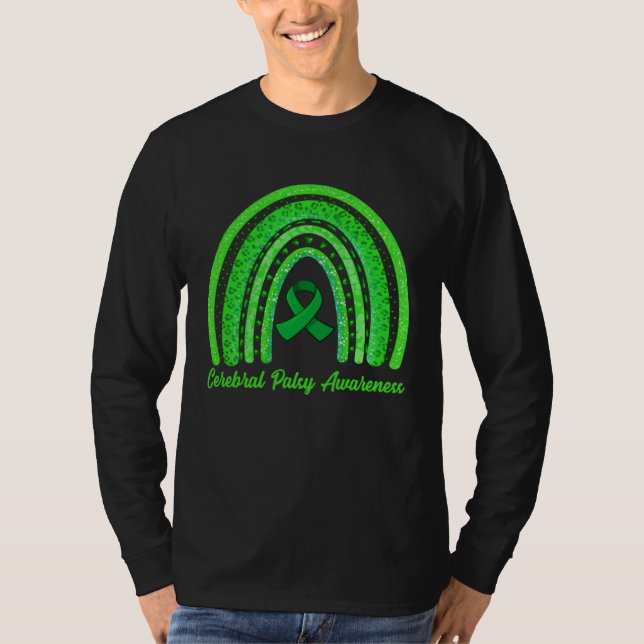 Cerebral Palsy Awareness Month Retro Rainbow Brain T-Shirt (Vorderseite)