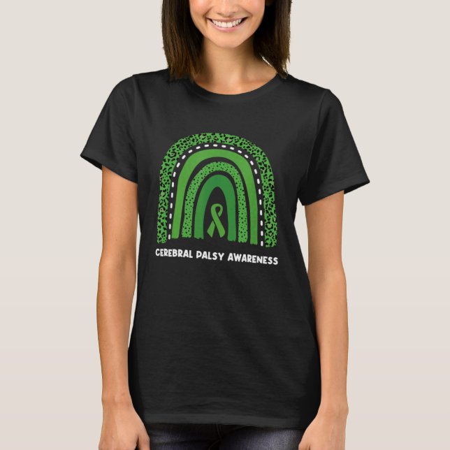 Cerebral Palsy Awareness Month Retro Rainbow Brain T-Shirt (Vorderseite)