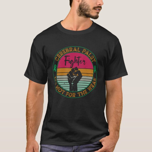Cerebral Palsy Awareness Retro Fighter Warrior T-Shirt (Vorderseite)