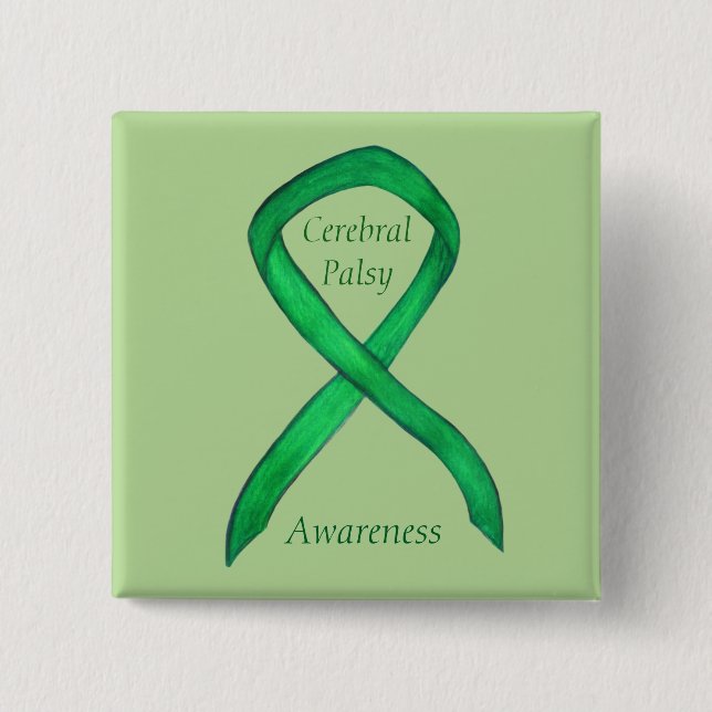 Cerebral Palsy Awareness Ribbon Custom Art Button (Vorderseite)
