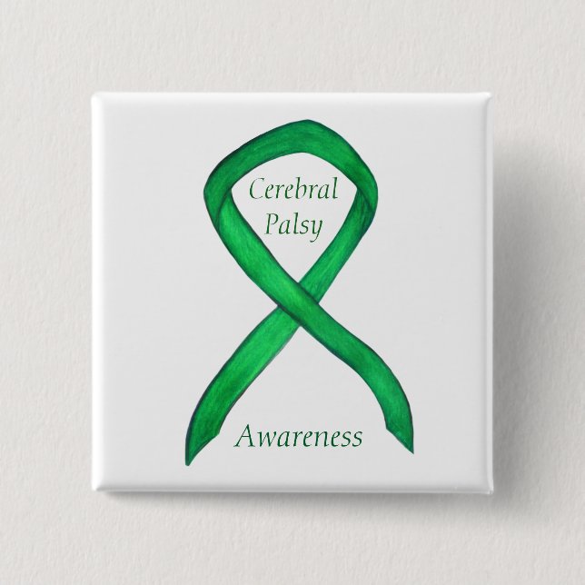 Cerebral Palsy Awareness Ribbon Custom Art Button (Vorderseite)