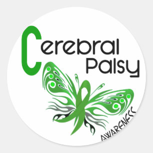 Cerebral Palsy BUTTERFLY 3 Runder Aufkleber