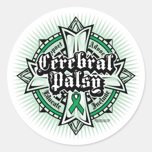 Cerebral Palsy Celtic Cross Runder Aufkleber (Vorderseite)