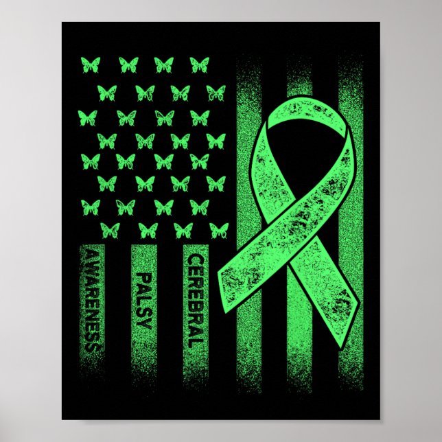 Cerebral Palsy Cp Awareness Usa Flag Warrior Survi Poster (Vorne)