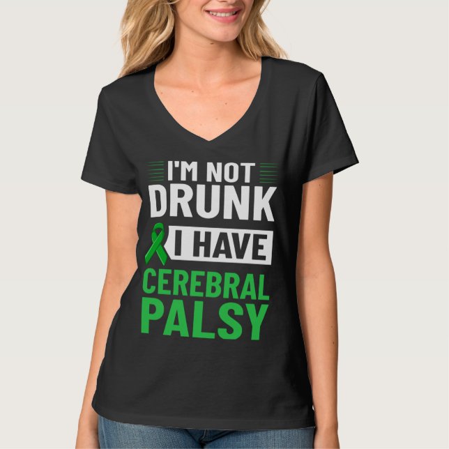 Cerebral Palsy Green Ribbon Brain Damage Awareness T-Shirt (Vorderseite)