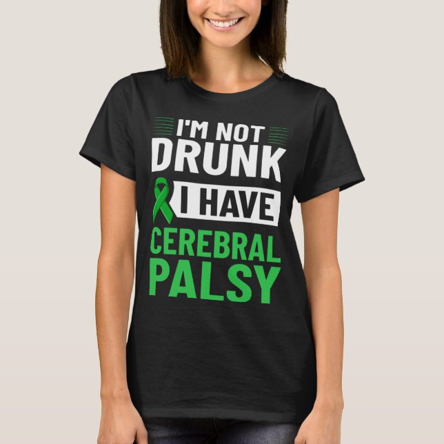 Cerebral Palsy Green Ribbon Brain Damage Awareness T-Shirt (Vorderseite)