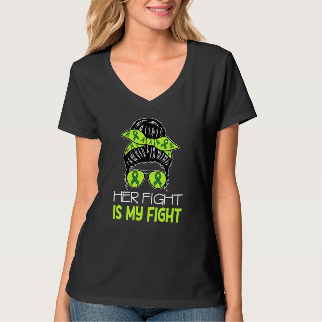 Cerebral Palsy Her Fight is My Fight Messy Bun CP  T-Shirt (Vorderseite)
